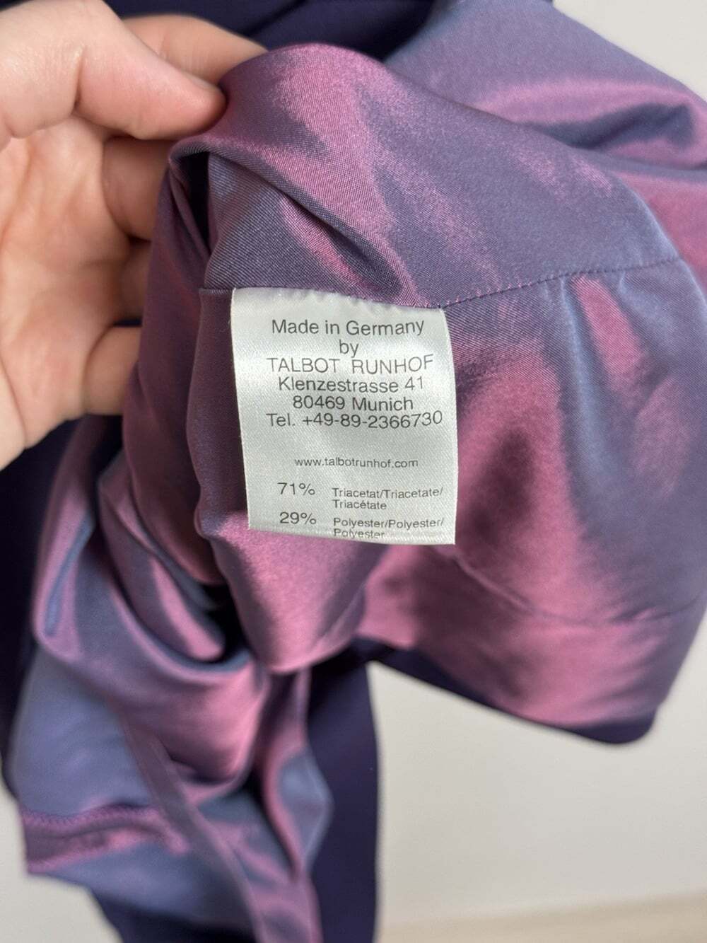 Talbot Runhof Purple Solid Sheath Crew Neck 3/4 Sleeve Zip Dress Size 10 - Picture 5 of 10